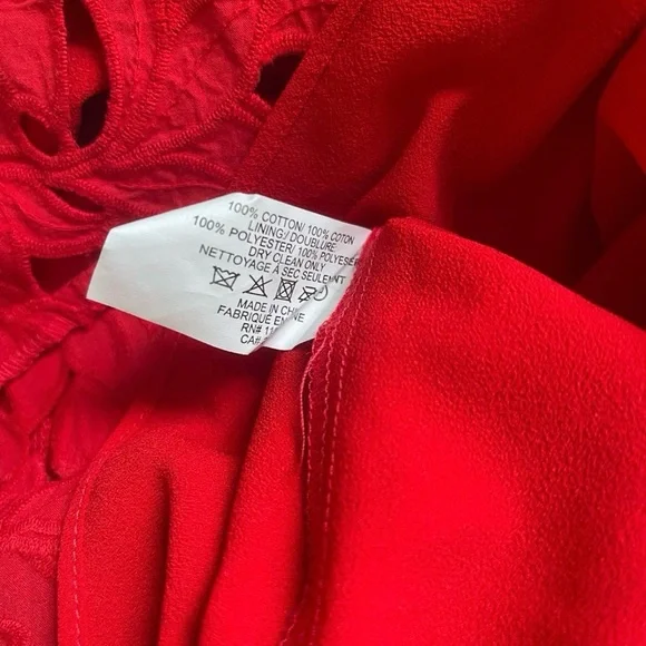 New Shoshanna Red Eyelet Cotton Maxi Dress Size 6 - Picture 9 of 9